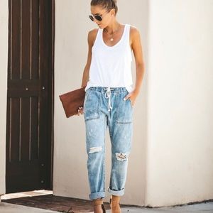 VICI COLLECTION gather round denim jogger